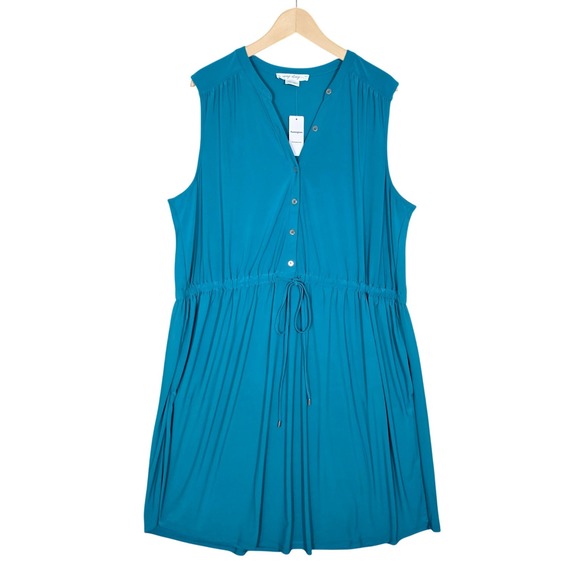 In Every Story Dresses & Skirts - NWT Penningtons Women's Teal Blue Sleeveless Button Front Shirtdress 2X